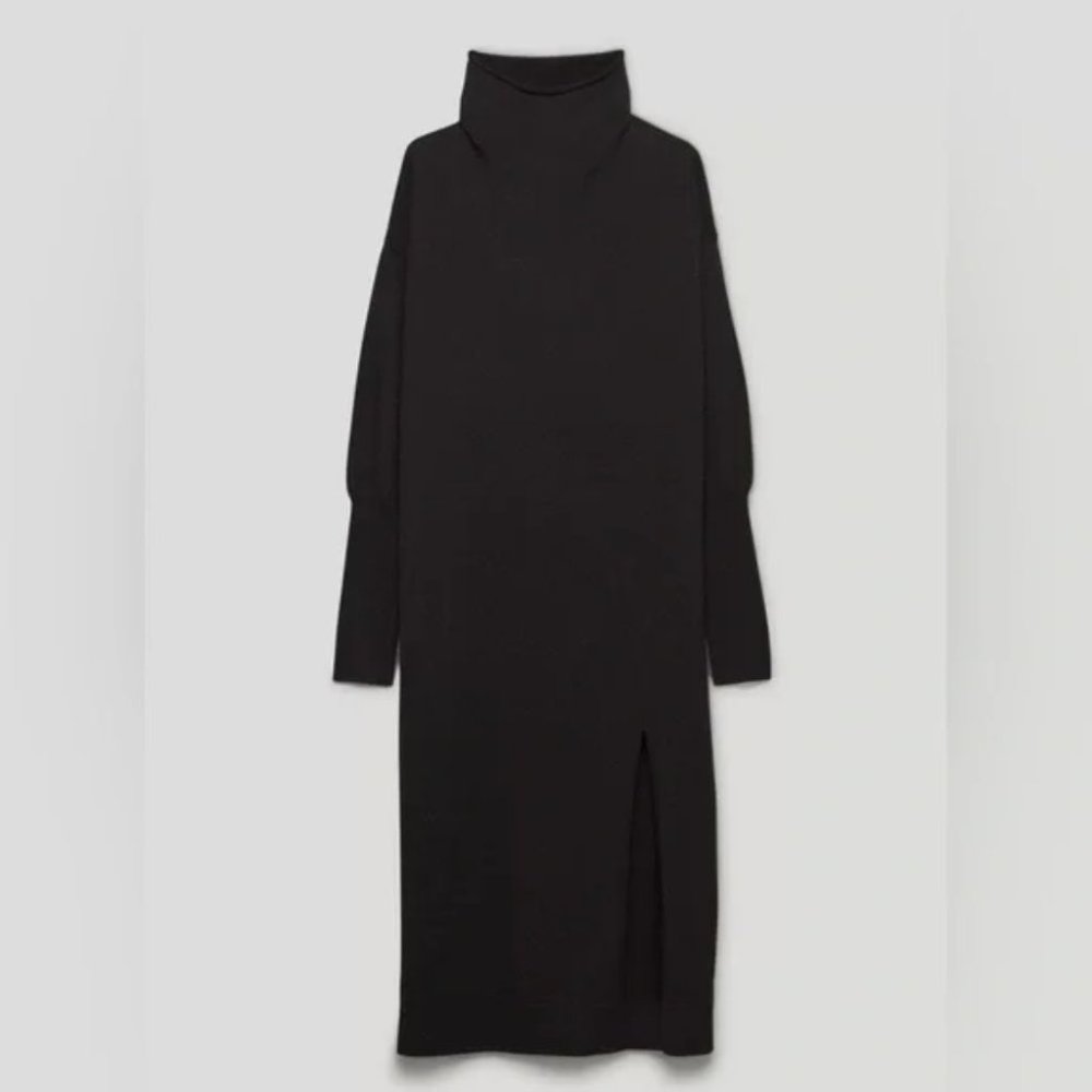 Aritzia Wilfred Cyprie Merino Wool Mock Neck Chalet Sweater Midi Dress Sz XS - Picture 4 of 11